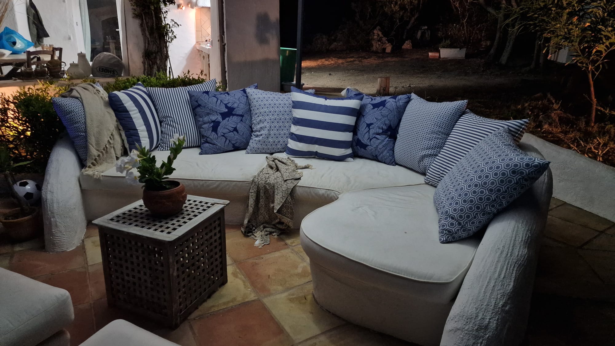 Outdoor sofa at night